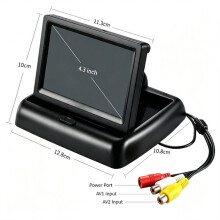 Monitor Portátil Dobrável de 4,3 Polegadas com Tela LCD para Câmera de Ré e Sistema de Estacionamento.
