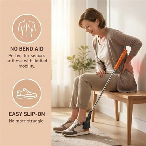 2pcs Telescopic Shoe Horn Long Handle Adjustable Shoe Aid No Bend Design with Smooth for Elderly Use 1