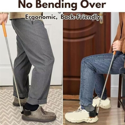 2pcs Telescopic Shoe Horn Long Handle Adjustable Shoe Aid No Bend Design with Smooth for Elderly Use 2