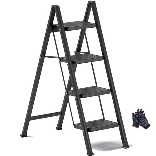 4 Step Ladder Folding Step Stool Heavy Duty Metal Small Compact Foldable Ladders 2