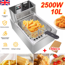 10L Commercial Electric Deep Fryer Fat Chip Frying Pan & Basket Stainless Steel