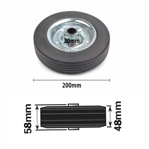 8" (200mm) Replacement Solid Jockey Wheel For Ribbed Jockeys Heavy Duty UK 1