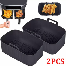 2X Silicone Pot for Air Fryer Dual Basket Liner Handle Baking Pan Fit For Ninja