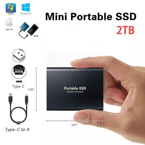 2TB External Hard Drive SSD Disk Memory Storage USB 3.0 HDD for PC Laptop Phone 2