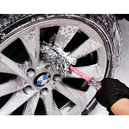 MAXSHINE FLAT MICROFIBRE WHEEL BRUSH - WASHABLE COVERS - IDEAL ON NARROW SPOKES 1