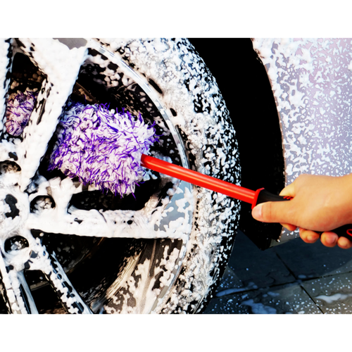 MAXSHINE FLAT MICROFIBRE WHEEL BRUSH - WASHABLE COVERS - IDEAL ON NARROW SPOKES 2
