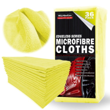 YELLOW EDGELESS MICROFIBRE CLOTHS TOWELS 36 PK BUFFING DRYING CLEANING DETAILING
