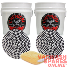 2X CHEMICAL GUYS CAR WASH BUCKET & DIRT TRAP SET SWIRL FREE 2 BUCKET WASH SYSTEM