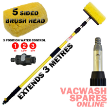PROFESSIONAL WASH BRUSH 3 METRES - 5 SIDED HEAD - LORRY TRUCK HGV - MOTORHOME