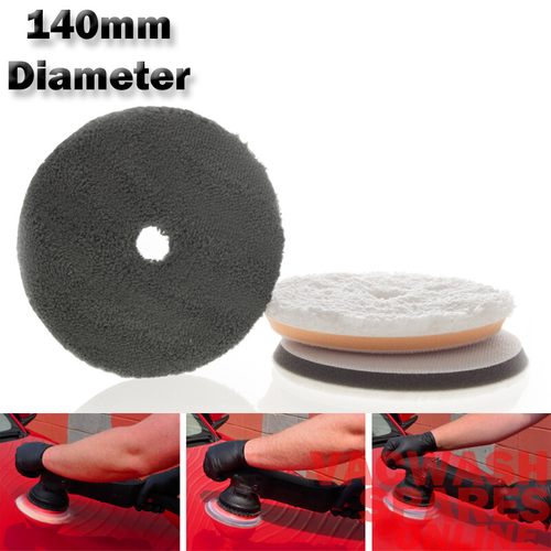 MACHINE POLISHING PAD SET - VENTED MICROFIBRE & WOOL -140MM -IDEAL WITH EVO -SSR
