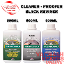 RENOVO BLACK SOFT TOP REVIVER SET CLEANER - COLOUR - WATER & UV ULTRA PROOFER