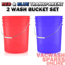 2 20 LITRE RED & BLUE VALET & DETAIL BUCKET PAIL - HEAVY DUTY CAR WASH BUCKET