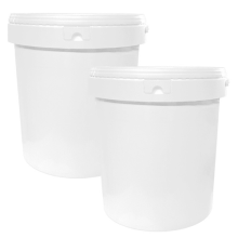 2 20 LITRE WHITE VALETERS PAIL/BUCKET - HEAVY DUTY- LID- IDEAL FOR BUCKET FILTER