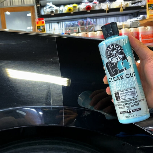 CHEMICAL GUYS C4 CLEAR CUT CORRECTION COMPOUND & MICROFIBRE MEDIUM CUT DA PAD 1