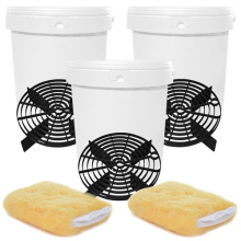 3 20L WASH BUCKETS AND BARRIER FILTERS - SCRATCH SHIELD -WASH BUCKET SYSTEM MITT