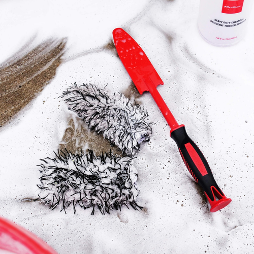 MAXSHINE FLAT MICROFIBRE WHEEL BRUSH SMALL - WASHABLE COVERS - NARROW SPOKES 1