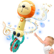 (Lion) Baby Rattle & Sensory Teething Toy with Music, 6-12 Months