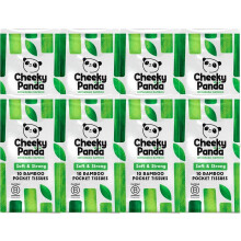 The Cheeky Panda Bamboo Pocket Tissues, 8 Pack of 10 Hypoallergenic Tissues, Ultra Soft, 3-Ply, White, Travel Size