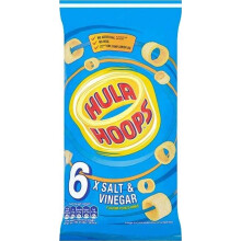 Hula Hoops Salt & Vinegar Potato Rings, 6 x 24g Multipack, No Artificials/MSG, Suitable for Vegetarians.