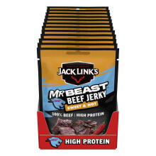 Jack Link’s Sweet & Hot Beef Jerky, 12-Pack (12 x 60g). High-Protein Dried Meat Snacks.