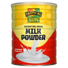 Tropical Sun Full Cream Milk Powder 900g - Instant, Enriched with Vitamins A & D. For Tea, Coffee, Baking.