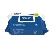 Clinell Antimicrobial Hand Wipes - Pack of 1 - 200 Wipes - Antibacterial, Suitable for Hands and Surfaces - Dermatologically Tested, Kills 99.99% of