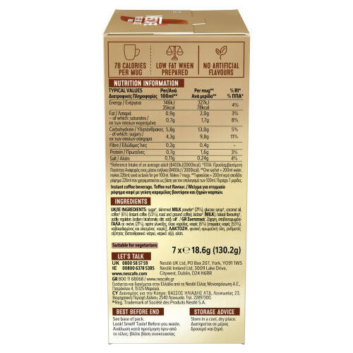 Nescafe Nescafé Toffee Nut Latte Sachets 7 Pack | Pack of 1 2