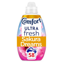 Comfort Ultra Fresh Fabric Conditioner Sakura Dreams, 58 Washes (870 ml) – Infused with Essential Oils, Long-Lasting Fragrance