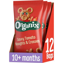 Organix Saucy Tomato Noughts & Crosses, Multipack, 3 x (4 x 15 g Bags)