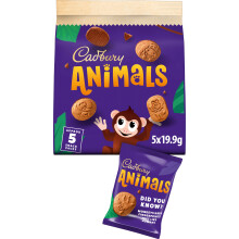 Cadbury Animals Mini Biscuits Snack Packs, 5 x 19.9 g (Pack of 1)