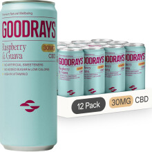 GOODRAYS Raspberry & Guava Sparkling CBD Drink, 12 x 250ml Cans