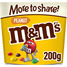 M&M's Peanut Milk Chocolate Crispy Shell Sweets, Chocolate Sharing Bag 200g
