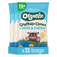 Organix Cheese & Onion Gruffalo Claws, Multipack, 3 x (4 x 15 g Bags)
