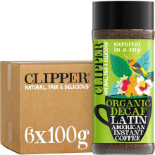 Clipper Latin American Organic Fairtrade Instant Decaf Coffee 6 x 100g