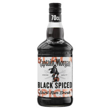 Captain Morgan Black Spiced Spirit Drink with Caribbean Rum, 70cl 40% vol. Aged in Oak Barrels with notes of Caramel, Vanilla & Black Cherry.