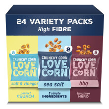 LOVE CORN Variety Pack: Sea Salt, BBQ, Salt & Vinegar Corn (24 x 20g)