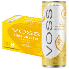 VOSS Flavoured Sparkling Water, Zero Sugar Drink, Zero Calorie, Naturally Sourced Water, 10x 330ml Multipack (Lemon Cucumber)