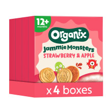 Organix Jammie Monsters Strawberry & Apple Kids Snacks 8x8g 36 months+