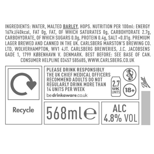 Carlsberg Export Lager Beer | 568ml Can | 4 Pack 2
