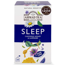 Ahmad Tea Natural Benefit Tea | Camomile, Honey & Lavender "Sleep" Infusion | 20 Teabag Sachets | 1 Pack