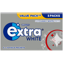 Extra White Mint Sugar Free Chewing Gum Fresh Breath Teeth Whitening 5 Pack