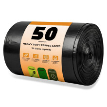 Scott Black Bin Bags, 50 Pack, 70L. 30 Microns, Leak-Resistant & Tear-Proof Refuse Sacks.