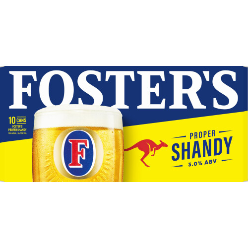 Foster's Proper Lager Shandy Beer 3% ABV Multipack Cans 10x440ml 2