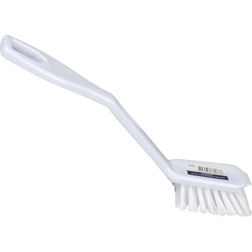 ABENA White Dishwashing Brush, 27cm – Stiff Bristle, Scraper Edge, Durable Nylon, Ergonomic Handle. 1