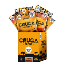 Cruga Beef Biltong Variety Pack, 12  25g (6 Original, 6 Chilli). High Protein, Gluten Free, Low Sugar.