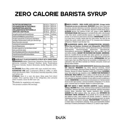 Bulk Zero Calorie Barista Syrup, Hazelnut, Coffee, 1 Litre 1
