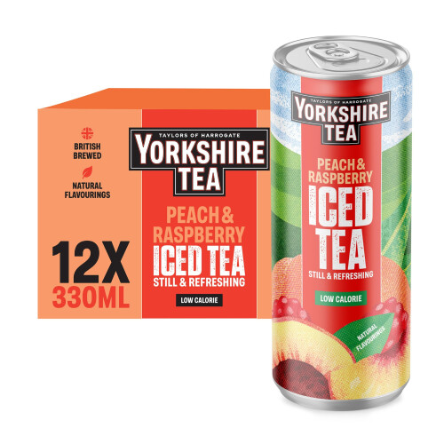 Yorkshire Tea Yorkshire Tea Peach & Raspberry Iced Tea, 330 ml (12-Pack)