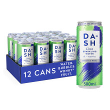 BIG DASH - Lime - 12 x 500ml Cans - Flavoured Sparkling Spring Water - NO Sugar, NO Sweetener, NO Calories - Infused with Wonky Fruit