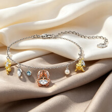 2026 New Bracelet Silver Ocean Sea Creature Multi Charm Bracelet, Crab Octopus Fish Crystal Pearl Thin Wrist Chain 5462584