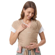 Momcozy Baby Wrap Carrier for 3.6-15kg, Adjustable Sling for Newborn, Curry